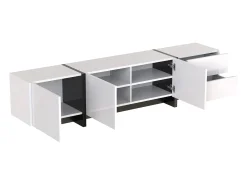 Hauss Spole Suporte para TV com 2 gavetas e 3 portas - brilhante e preto^ Móvel De Tv