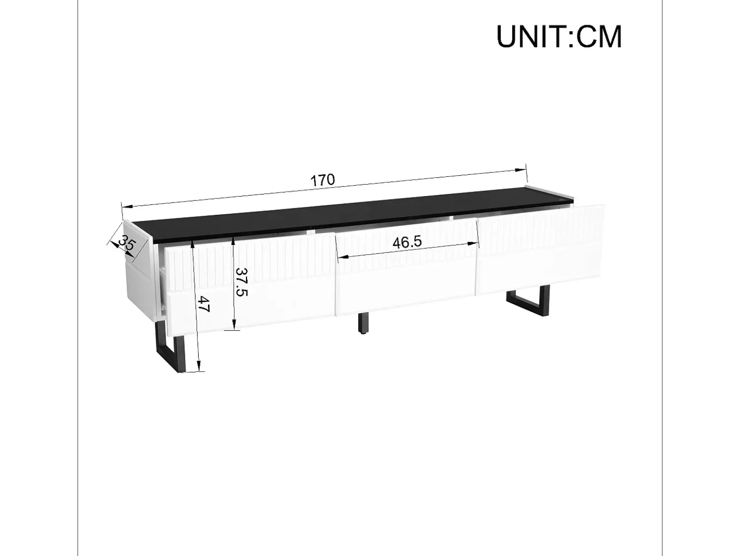 Móvel De Tv|Hauss Spole Suporte para TV com 3 gavetas - Design clássico em preto e - Tampo com acabamento brilhante Branco