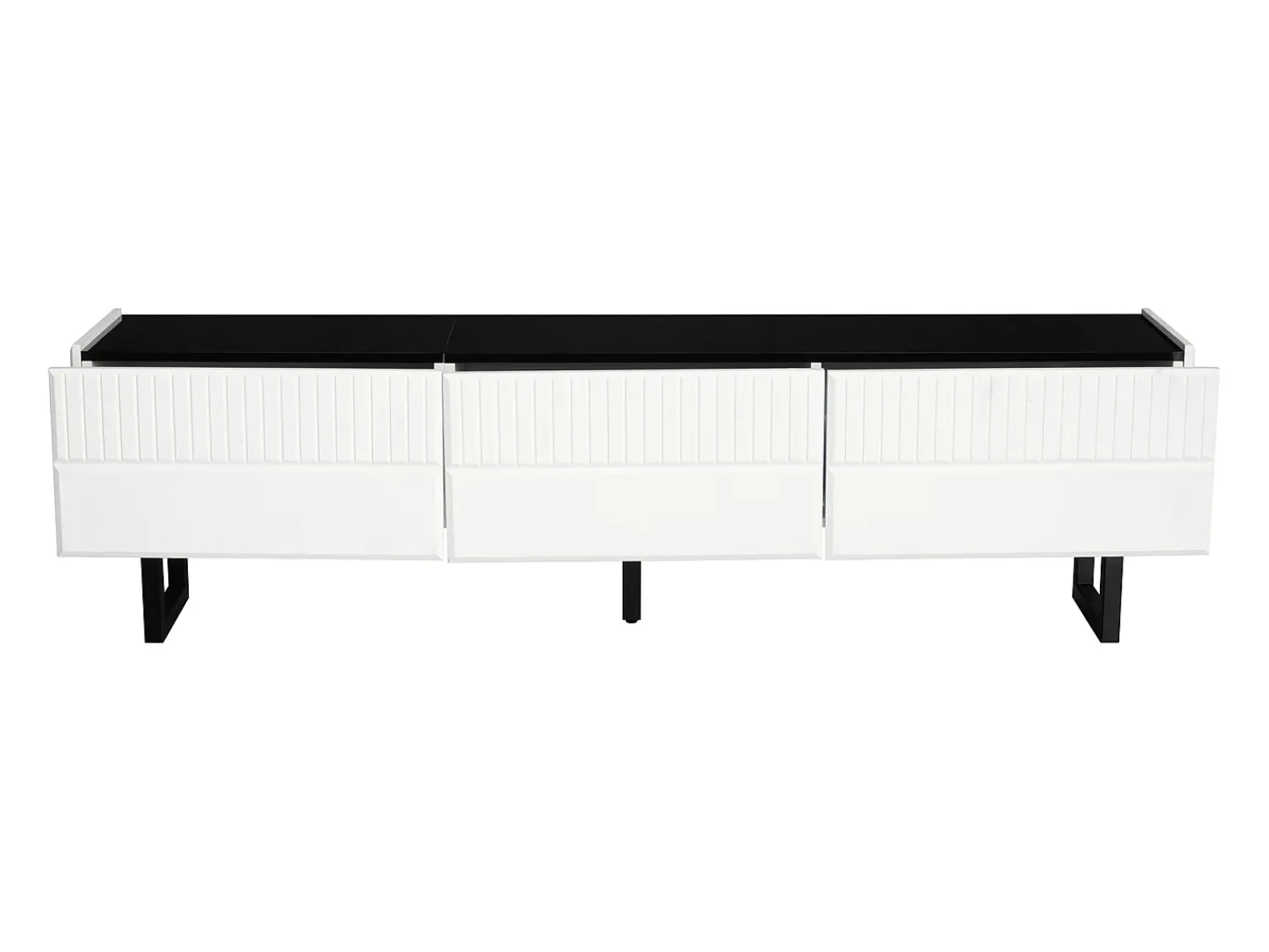 Móvel De Tv|Hauss Spole Suporte para TV com 3 gavetas - Design clássico em preto e - Tampo com acabamento brilhante Branco