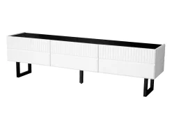 Móvel De Tv|Hauss Spole Suporte para TV com 3 gavetas - Design clássico em preto e - Tampo com acabamento brilhante Branco