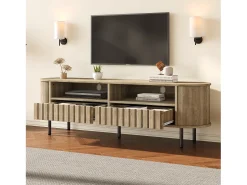 Móvel De Tv|Hauss Spole Suporte para TV com 2 gavetas - Madeira MDF - Cor natural da madeira Natural claro