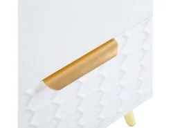 Móvel De Tv|Hauss Spole Suporte para TV com 1 gaveta e 2 portas - Padrão colmeia - Pés em metal - Branco