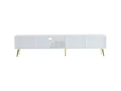 Móvel De Tv|Hauss Spole Suporte para TV com 1 gaveta e 2 portas - Padrão colmeia - Pés em metal - Branco