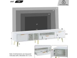 Móvel De Tv|Hauss Spole Suporte para TV com 1 gaveta e 2 portas - Padrão colmeia - Pés em metal - Branco