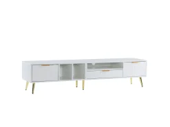 Móvel De Tv|Hauss Spole Suporte para TV com 1 gaveta e 2 portas - Padrão colmeia - Pés em metal - Branco