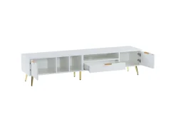 Móvel De Tv|Hauss Spole Suporte para TV com 1 gaveta e 2 portas - Padrão colmeia - Pés em metal - Branco