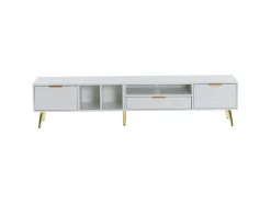 Móvel De Tv|Hauss Spole Suporte para TV com 1 gaveta e 2 portas - Padrão colmeia - Pés em metal - Branco