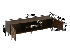 Móvel De Tv|Hauss Spole Suporte para TV com 2 portas - Pés em metal - Madeira escura Castanho