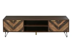 Móvel De Tv|Hauss Spole Suporte para TV com 2 portas - Pés em metal - Madeira escura Castanho