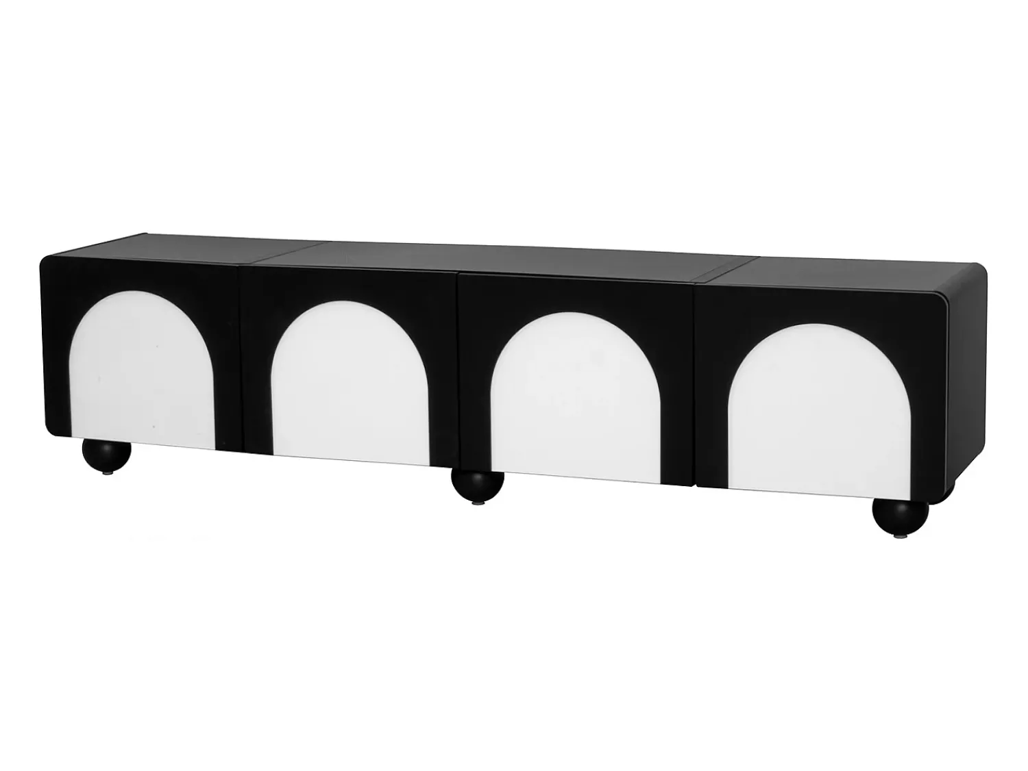 Hot Hauss Spole Suporte para TV com 2 portas e 2 gavetas - Design e branco 180 x 38 x 45 cm Preto