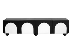 Hot Hauss Spole Suporte para TV com 2 portas e 2 gavetas - Design e branco 180 x 38 x 45 cm Preto