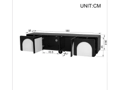 Hot Hauss Spole Suporte para TV com 2 portas e 2 gavetas - Design e branco 180 x 38 x 45 cm Preto