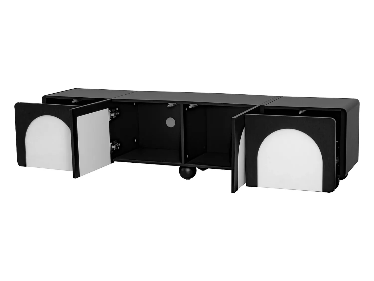 Hot Hauss Spole Suporte para TV com 2 portas e 2 gavetas - Design e branco 180 x 38 x 45 cm Preto