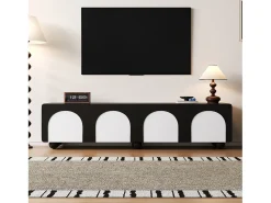Hot Hauss Spole Suporte para TV com 2 portas e 2 gavetas - Design e branco 180 x 38 x 45 cm Preto
