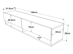 Móvel De Tv*Helloshop26 Suporte para TV com 2 portas 29,5 x 140 x 31,5 cm efeito carvalho rústico 03_0007766 Bege