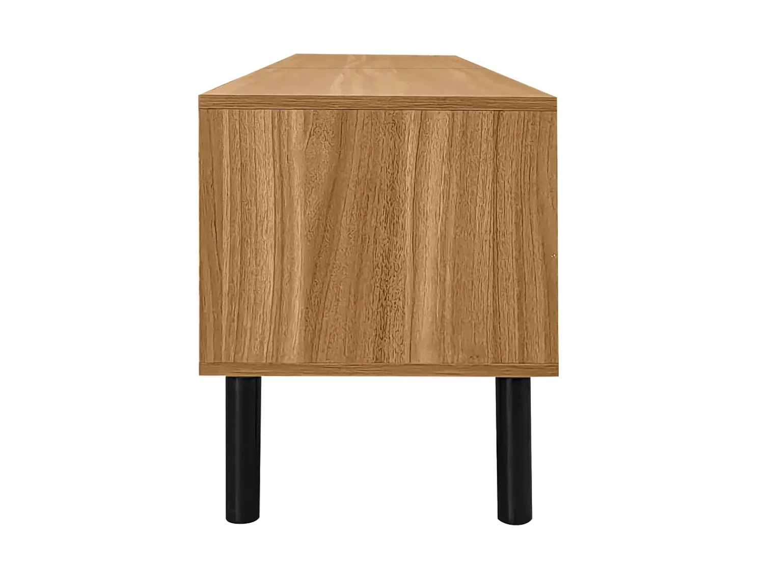 Móvel De Tv* Suporte para TV com 4 portas e pés de madeira maciça, ideal para sala de estar e quarto, 170x38x47cm, nas cores e natural. Preto