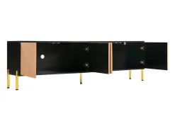 Clearance Hauss Spole Suporte para TV com 4 portas texturadas - Design bicolor em preto e madeira Natural claro