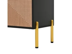 Clearance Hauss Spole Suporte para TV com 4 portas texturadas - Design bicolor em preto e madeira Natural claro