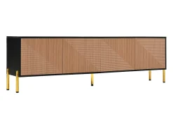 Clearance Hauss Spole Suporte para TV com 4 portas texturadas - Design bicolor em preto e madeira Natural claro