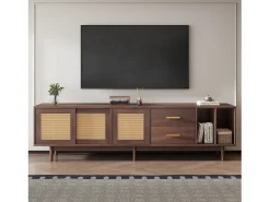 Móvel De Tv| Suporte para TV com 2 portas e 2 gavetas - Suporte para TV com 2 espaços de arrumação abertos - - para sala de estar Castanho