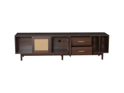 Móvel De Tv| Suporte para TV com 2 portas e 2 gavetas - Suporte para TV com 2 espaços de arrumação abertos - - para sala de estar Castanho