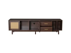 Móvel De Tv| Suporte para TV com 2 portas e 2 gavetas - Suporte para TV com 2 espaços de arrumação abertos - - para sala de estar Castanho