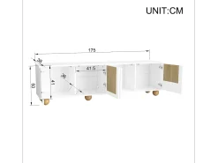 Móvel De Tv*Hauss Spole Suporte para TV com 4 portas - Pés redondos em madeira - Acabamento em madeira vintage - Branco