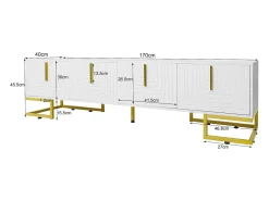Móvel De Tv|Hauss Spole Suporte para TV com 4 portas, pés dourados - Porta texturada - Branco