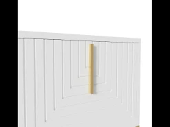 Móvel De Tv|Hauss Spole Suporte para TV com 4 portas, pés dourados - Porta texturada - Branco