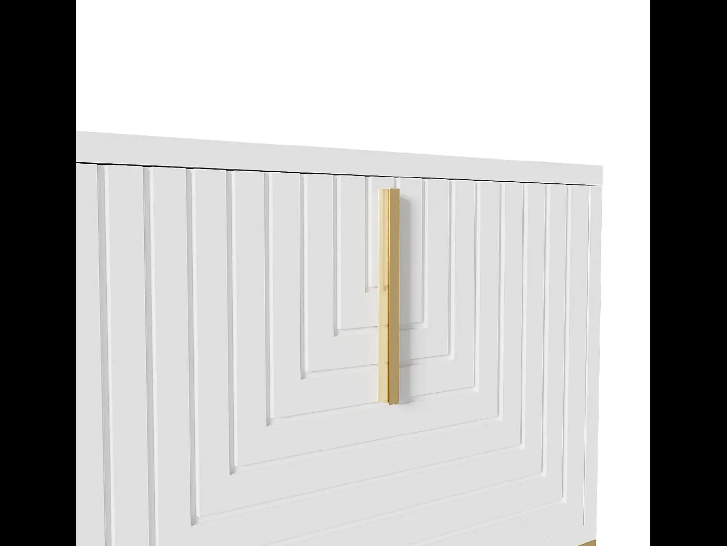 Móvel De Tv|Hauss Spole Suporte para TV com 4 portas, pés dourados - Porta texturada - Branco