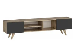 Móvel De Tv|Helloshop26 Suporte para TV com 2 portas 40 x 160 x 31 cm efeito carvalho/ 03_0007748 Preto
