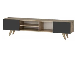 Móvel De Tv|Helloshop26 Suporte para TV com 2 portas 40 x 160 x 31 cm efeito carvalho/ 03_0007748 Preto