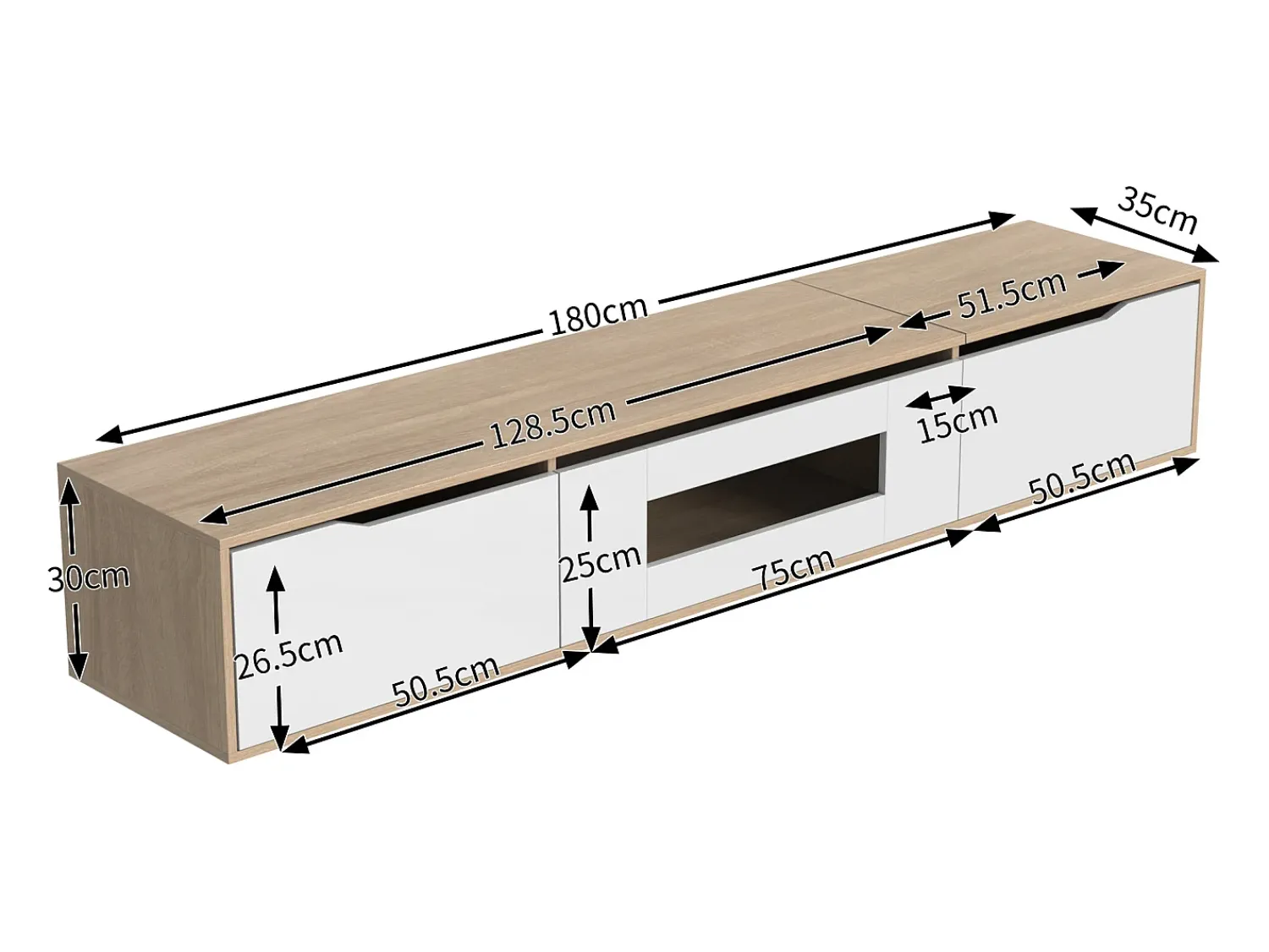 Hauss Spole Suporte para TV com 3 portas e iluminação LED - brilhante e natural^ Móvel De Tv