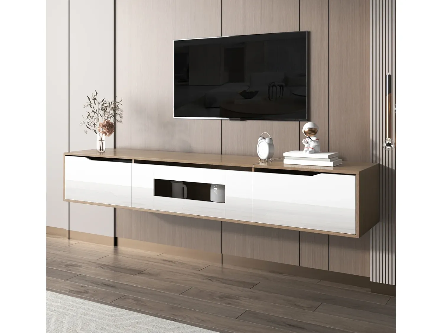 Hauss Spole Suporte para TV com 3 portas e iluminação LED - brilhante e natural^ Móvel De Tv