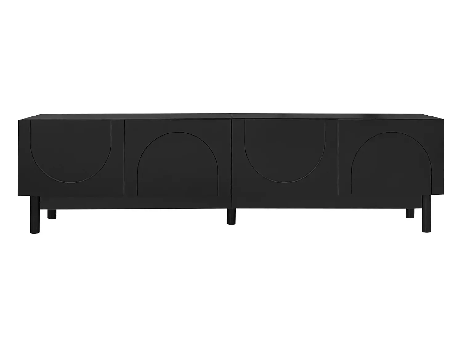 Best Hauss Spole Suporte para TV com 4 portas curvas em formato de onda - Preto