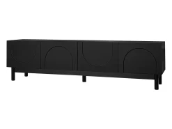 Best Hauss Spole Suporte para TV com 4 portas curvas em formato de onda - Preto