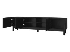 Best Hauss Spole Suporte para TV com 4 portas curvas em formato de onda - Preto