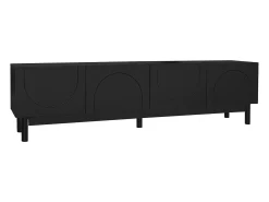 Best Hauss Spole Suporte para TV com 4 portas curvas em formato de onda - Preto