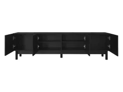 Best Hauss Spole Suporte para TV com 4 portas curvas em formato de onda - Preto