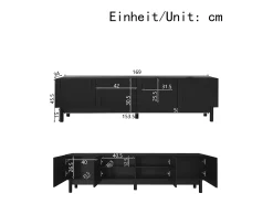 Best Hauss Spole Suporte para TV com 4 portas curvas em formato de onda - Preto