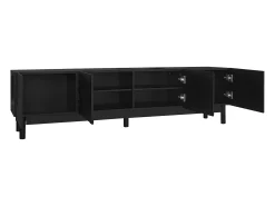 Best Hauss Spole Suporte para TV com 4 portas curvas em formato de onda - Preto