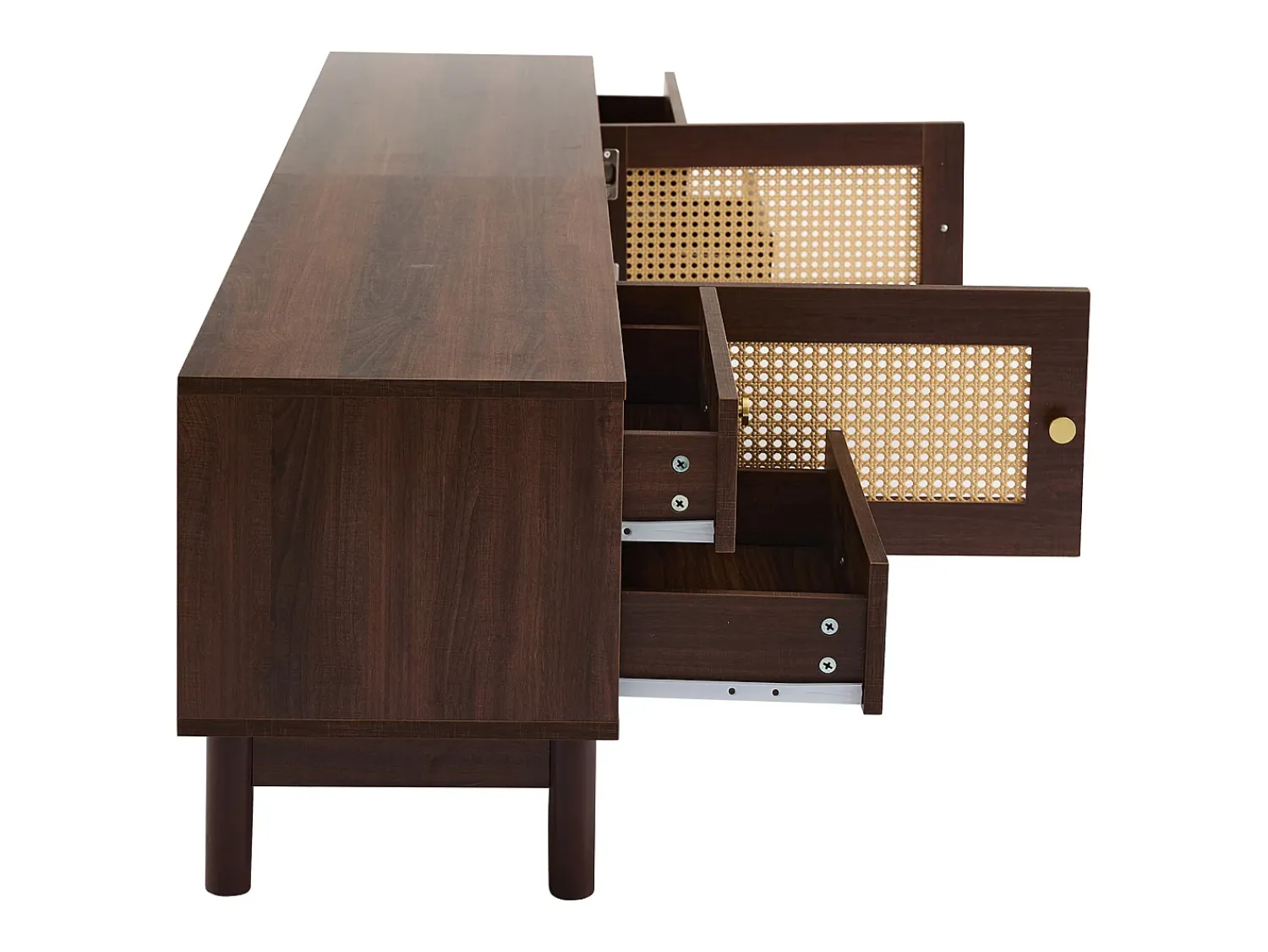 Discount Hauss Spole Suporte para TV com 2 portas e 4 gavetas, gestão de cabos, Castanho