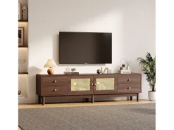 Discount Hauss Spole Suporte para TV com 2 portas e 4 gavetas, gestão de cabos, Castanho