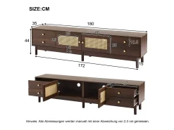 Discount Hauss Spole Suporte para TV com 2 portas e 4 gavetas, gestão de cabos, Castanho
