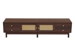 Discount Hauss Spole Suporte para TV com 2 portas e 4 gavetas, gestão de cabos, Castanho
