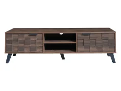 Móvel De Tv|Hauss Spole Suporte para TV com 2 portas e 2 compartimentos abertos - Acabamento em madeira escura 160,5 x 35,5 x 45 cm Natural escuro