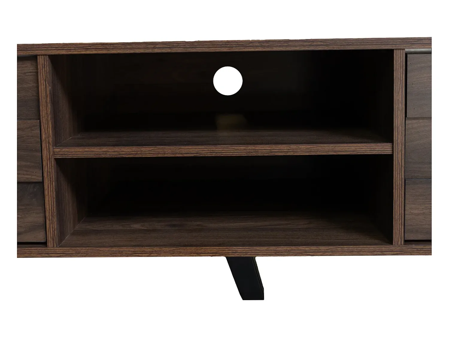 Móvel De Tv|Hauss Spole Suporte para TV com 2 portas e 2 compartimentos abertos - Acabamento em madeira escura 160,5 x 35,5 x 45 cm Natural escuro