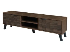 Móvel De Tv|Hauss Spole Suporte para TV com 2 portas e 2 compartimentos abertos - Acabamento em madeira escura 160,5 x 35,5 x 45 cm Natural escuro