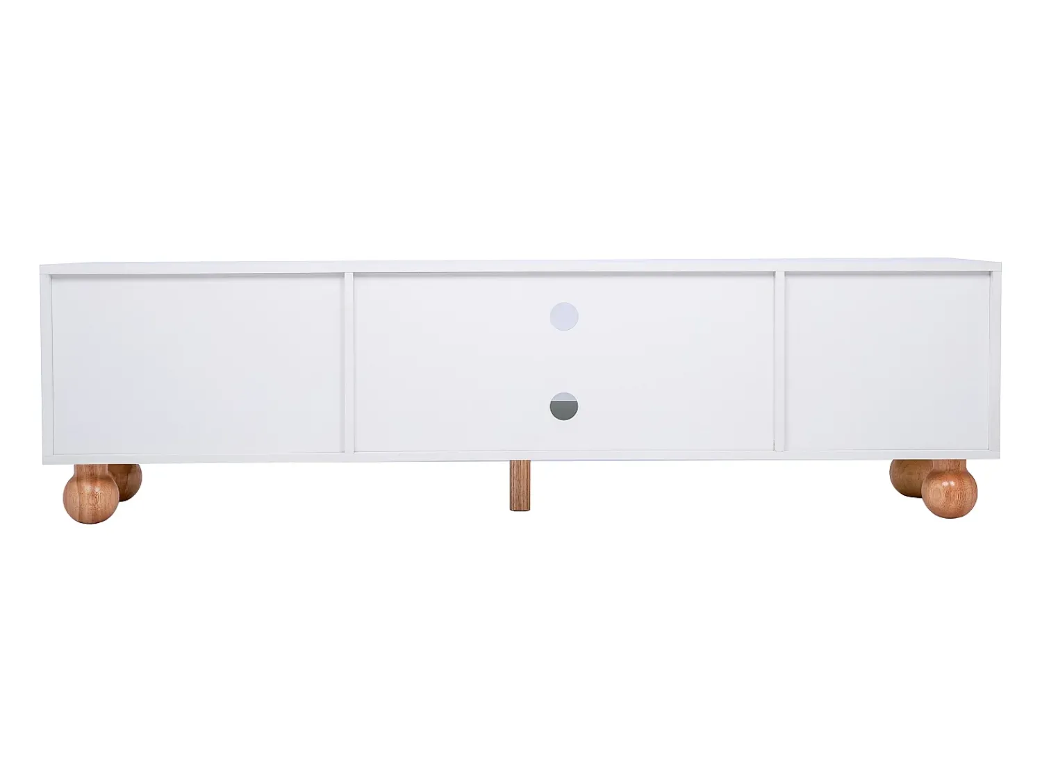Móvel De Tv*Hauss Spole Suporte para TV com 2 portas - Pés redondos em madeira - Branco
