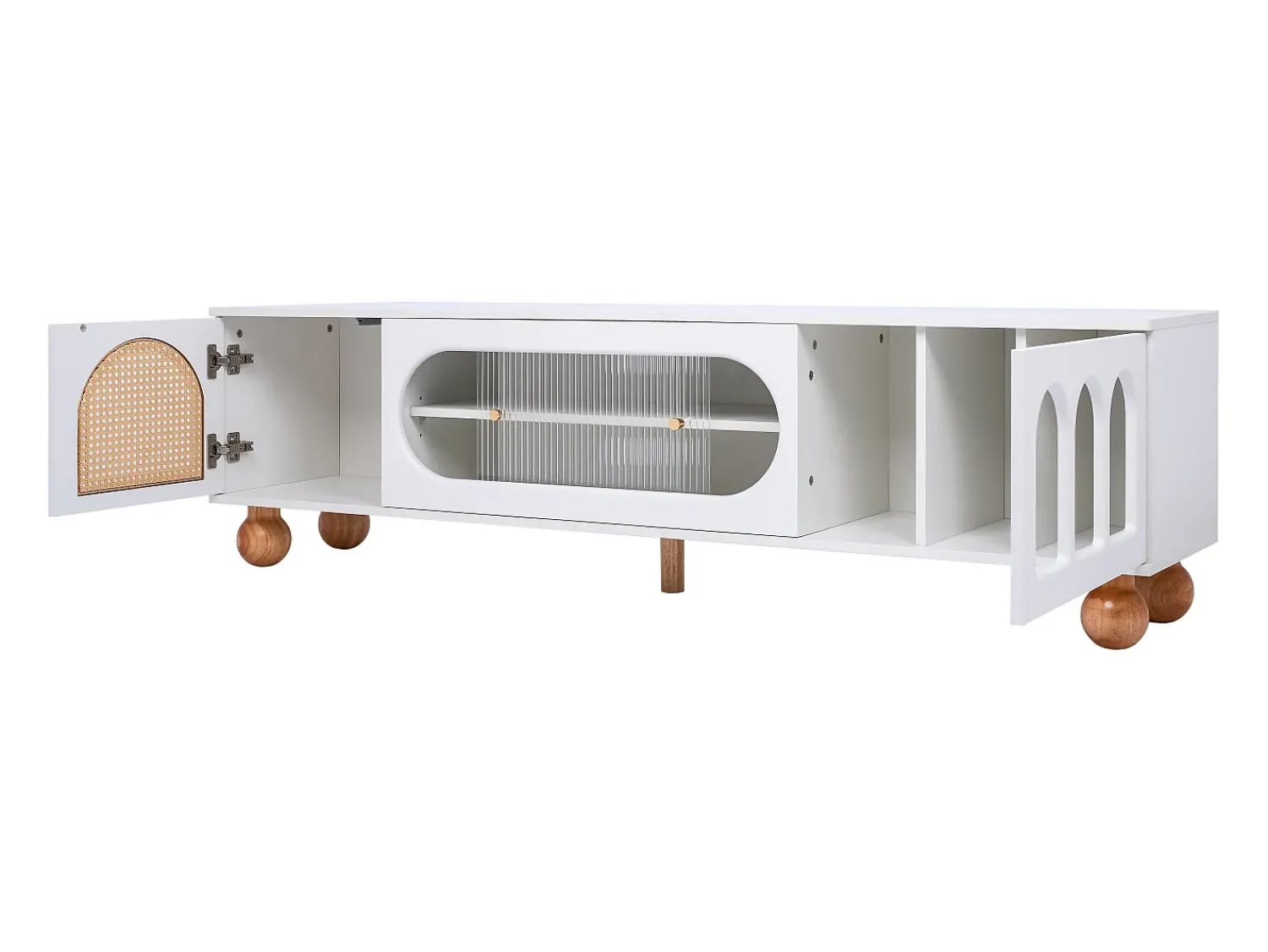 Móvel De Tv*Hauss Spole Suporte para TV com 2 portas - Pés redondos em madeira - Branco